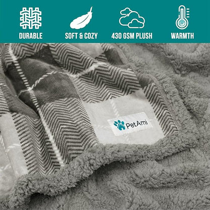 PetAmi WATERPROOF Dog Blanket For Medium Large Dog 60x40 Plaid