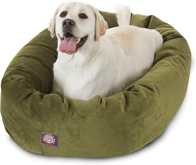Majestic Pet 40 Inch Micro Velvet Calming Dog Bed Washable – Cozy Soft Round Dog Bed with Spine for Head Support 40x29x9 (inch)