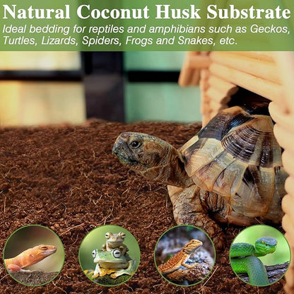 ZeeDix 10LB Compressed Coconut Fiber Substrate, 100% Organic Coco Coir Fiber Brick Husk Substrate Bedding for Reptiles, Geckos, Lizards, Tortoises, Ball Python, Frogs