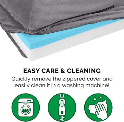 Furhaven Cooling Gel Dog Bed for Large Dogs w/ Removable Bolsters & Washable Cover 95 lbs