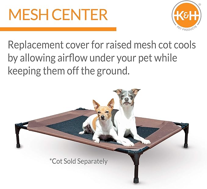 K&H Pet Products Elevated Cooling Outdoor Dog Bed Portable Raised Dog Cot Replacement Cover Only Chocolate/Black Mesh Medium 32 X 25 Inches (Cot NOT Included)