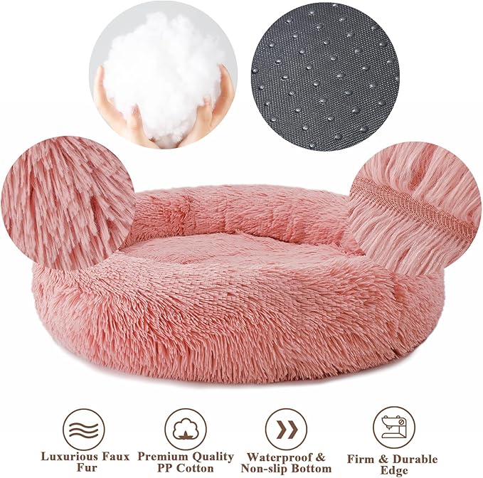 Aurako Cat Bed Dog Bed Round Cushion Pet 16" Rose