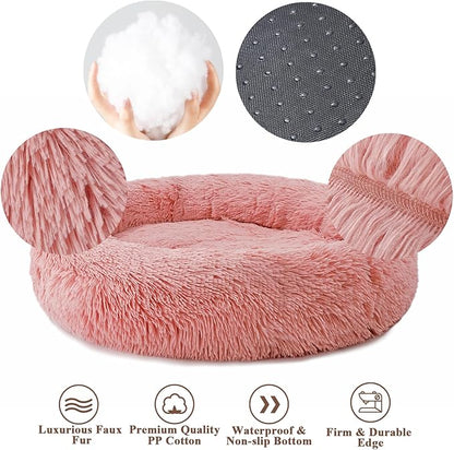 Aurako Cat Bed Dog Bed Round Cushion Pet 16" Rose