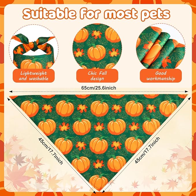 Sweetude 50 Pieces Fall Dog Bandanas Bulk Maple (25.6 x 17.7 x 17.7 Inch)