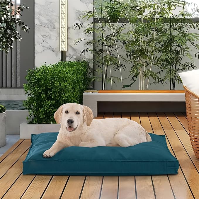 Dog Bed Cover, Waterproof Dog Bed Replacement Cover with Zipper, Oxford Removable Pet Bed Mattress Protector for Outdoor Use, 36Lx27Wx3H in, Bed Cover Only, Cyan