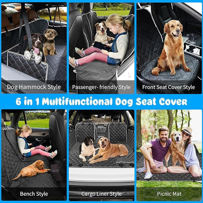 URPOWER 6-in-1 Dog Car Seat Cover for Back Seat 40/60 Split
