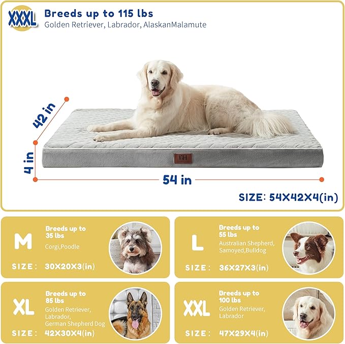 Orthopedic Dog Beds for Large Dogs with Removable Washable Cover 54 inch,