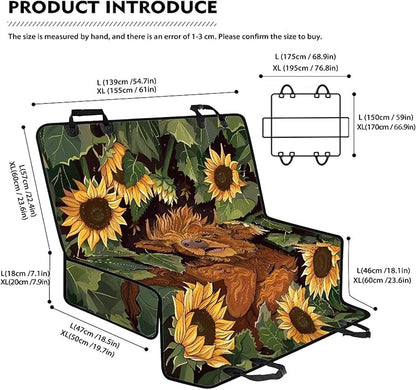 AFPANQZ Sunflower Highland Cow Dog Cat Seat Cover
