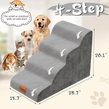 Dog Stairs for Bed 4 Step, 30D Foam 20.1" H