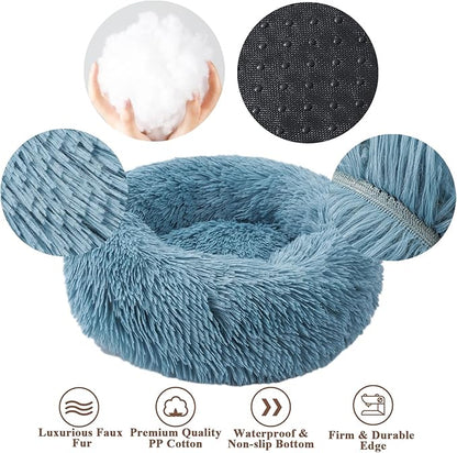 Aurako Cat Bed Dog Bed Round Cushion Pet 23" Cyan