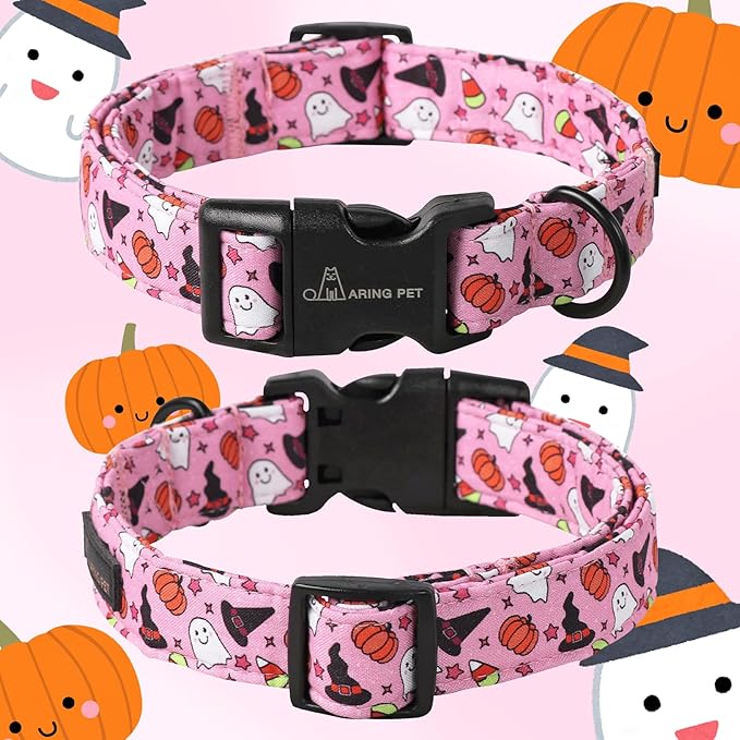 ARING PET Halloween Dog Collar-Cotton Pink Pumpkin Dog Collar