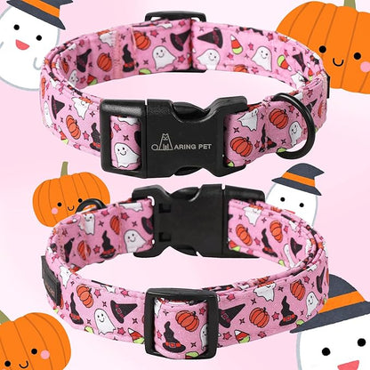 ARING PET Halloween Dog Collar-Cotton Pink Pumpkin Dog Collar