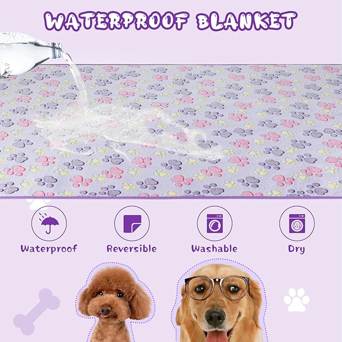 YUEPET Waterproof Dog Blankets, 6 Pack Washable Dog Blankets for Bed Couch Sofa Protector Fleece Flannel Puppy Blanket Soft Plush Reversible Throw Blanket for Medium Large Dogs 40"×30"