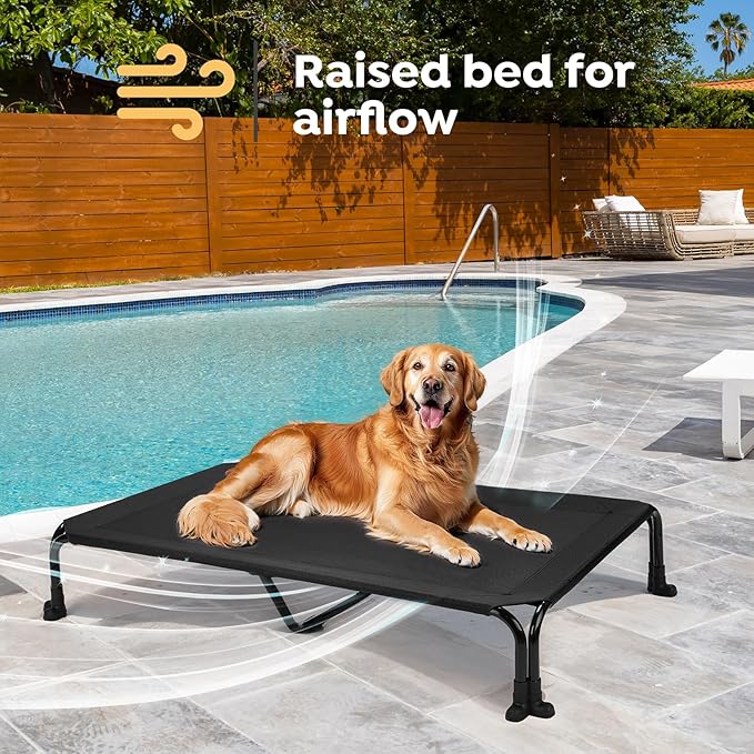 Veehoo Elevated Dog Bed 47" x 29", Black