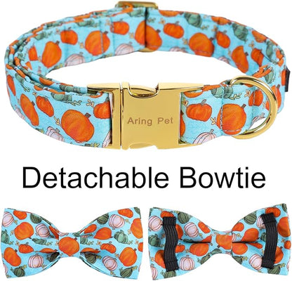 ARING PET Halloween Dog Collar Cotton Pumpkin Dog Collar with Bow