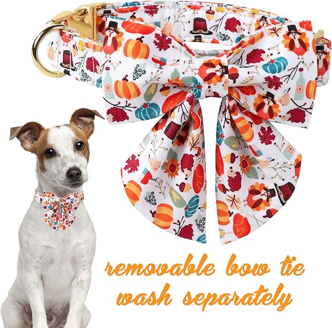 Unique Style Paws Cotton Dog Collar with Bow
