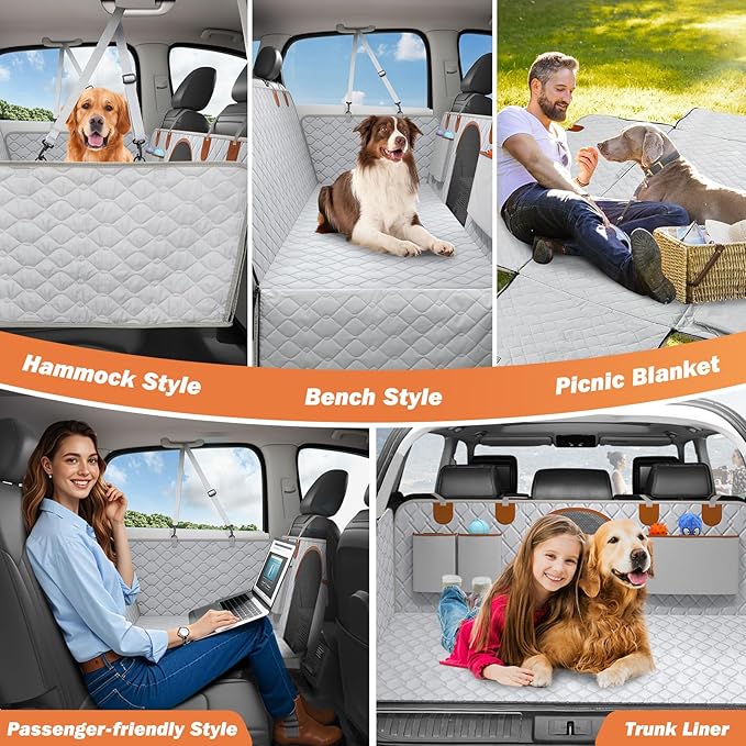 Dog Car Seat Cover for Back Seat 330lbs Waterproof