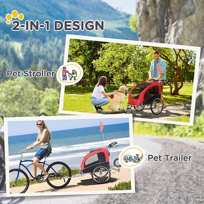 Aosom Dog Bike Trailer 2-in-1 Pet Stroller