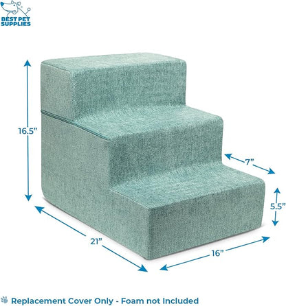 Best Pet Supplies Foldable Pet Stairs Cover for Foam Dog Ramps 3-Step