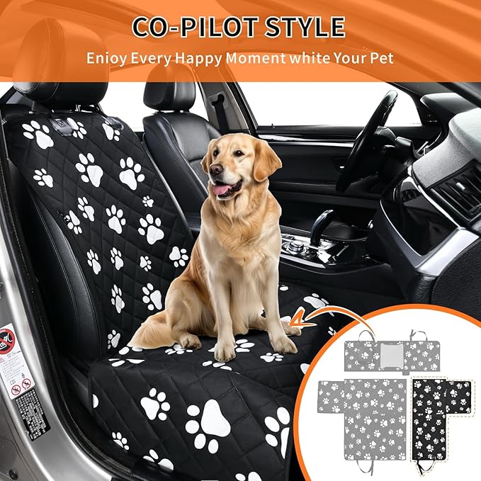 Dog Car Seat Cover for Back Seat Pet Cover for Dogs Waterproof Dog Hammock for Car 600D Heavy Duty Non Slip Scratch Proof Backseat Cover for Dogs in Car