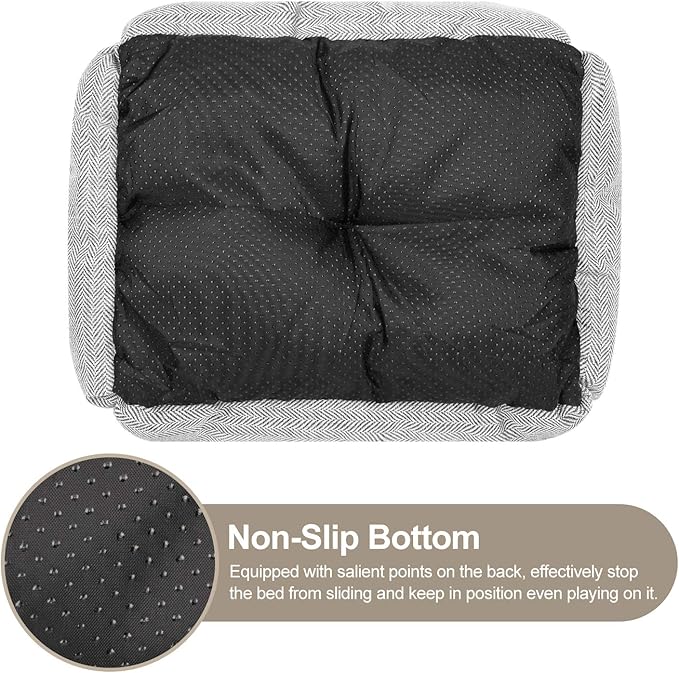 FURTIME Dog Bed for Large Medium Small Dogs Soft Washable Pet Bed Orthopedic Dog Sofa Bed Breathable Rectangle Sleeping Bed Anti-Slip Bottom(20''