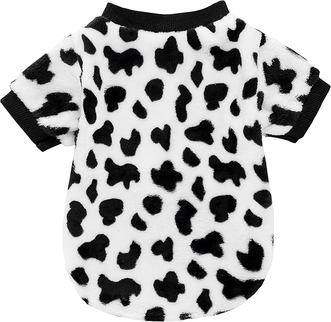 Halloween Pet Dog Costume Cute Soft Cotton Puppy Pajamas Autumn Winter Pet Warm Coat Jumpsuit Clothes for Small Dogs and Cats (Cow Spot Pattern,M)