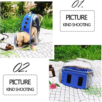 Cat Backpack Carrier Bubble Bag, Transparent Space Capsule Pet Carrier Dog Hiking Backpack, Small Dog Backpack Carrier for Cats Puppies Airline Approved Travel Carrier Outdoor Use Blue