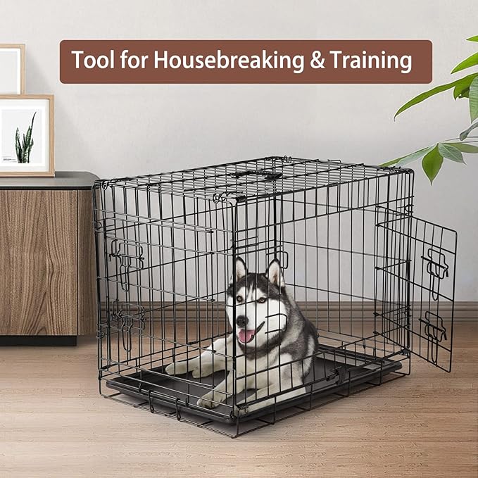 DONORO Dog Crates for Small Size Dogs Indoor Double Door Dog Kennels & Houses for Puppy and Cats (36-Inch Only