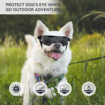 ENJOYING Dog Sunglasses Small Dog Goggles Anti-UV Doggy Glasses for Small Dogs Big Cats Impact/Wind/Dust/Fog Proof Puppy Eye Protection