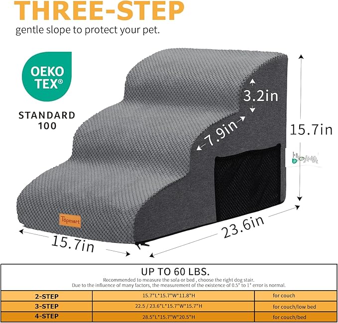Topmart 3 Tiers Foam Dog Ramps/Steps