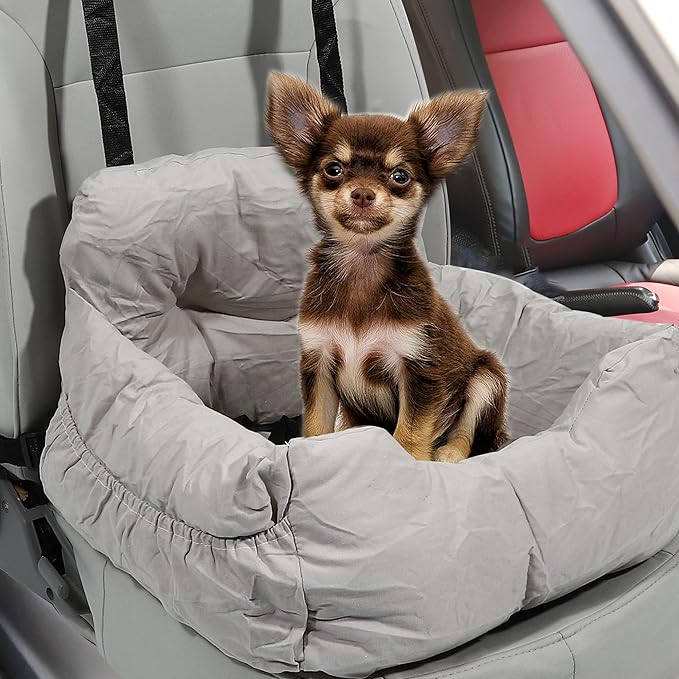 X AUTOHAUX PP Cotton Dog Bed Cat Seat Booster Seat Adjustable Straps Travel Dog Booster for Medium Small Pet Dogs Carseat/Carrier Blue 50x45x36cm