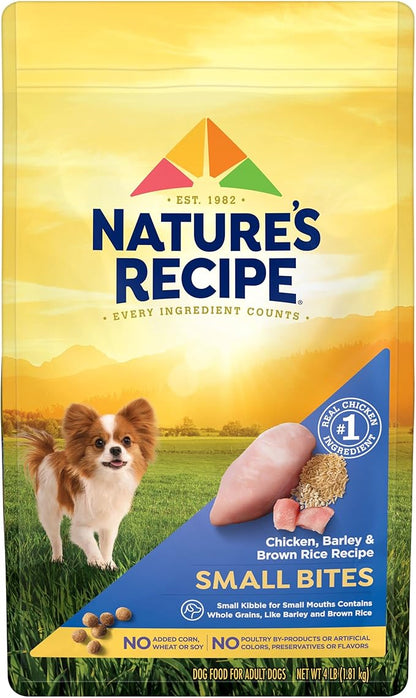 Nature′s Recipe Small Bites Chicken, Barley & Brown Rice Recipe Dry Dog Food, 4 lb. Bag