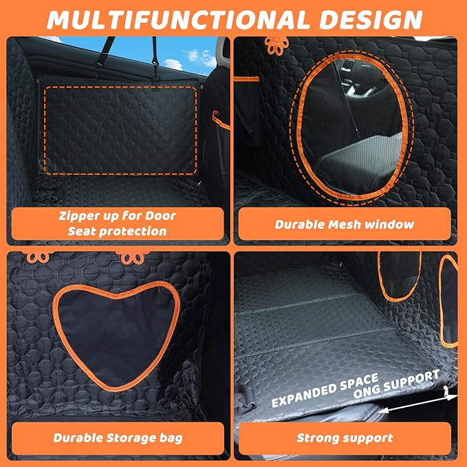 Back Seat Extender for Dogs 600D Anti-Scracth ,100%Waterproof Dog