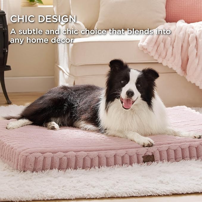 Bedsure Orthopedic Dog Bed for Large Dogs (44x32, Blush