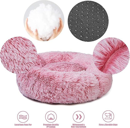 Aurako Cat Bed Dog Bed Round Cushion Pet 16" Pink