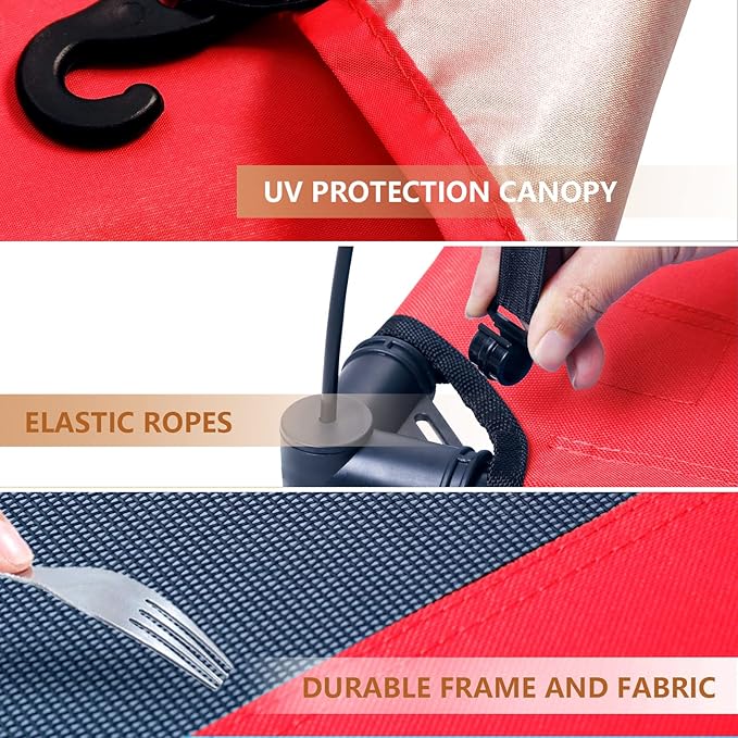 S/M/L Outdoor Elevated Dog Cot with Canopy & Side Shade for Camping Small Medium Dogs (Carry Bag)