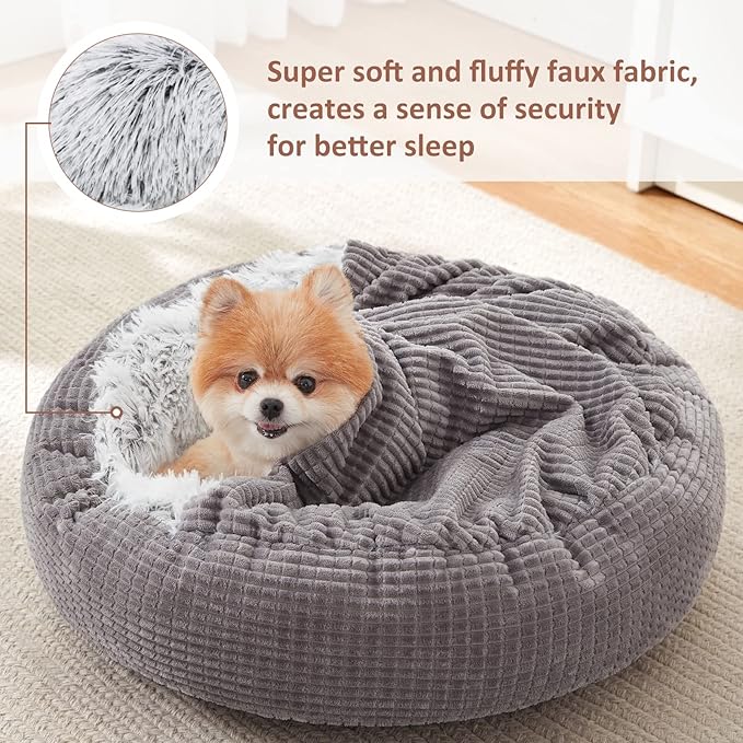 MIXJOY Dog Bed with Blanket Attached 26inch
