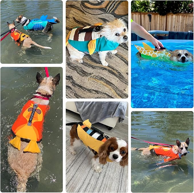Gyuzh Dog Life Jacket for Swimming,Dog Life Vest for Swimming Boating,Dog Flotation Vest Hign Buoyancy,Shark Dog Swim Safety Vest,Dog Life Jacket with Rescue Handle for Small Medium Large Dogs