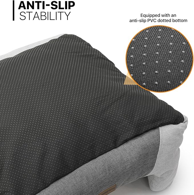 MoNiBloom 32"x26"x8" Dog Beds for Large Size Dogs Machine-Washable Linen-Like Fabric Pet Beds Warming Cozy Soft Bed for Dogs and Cat