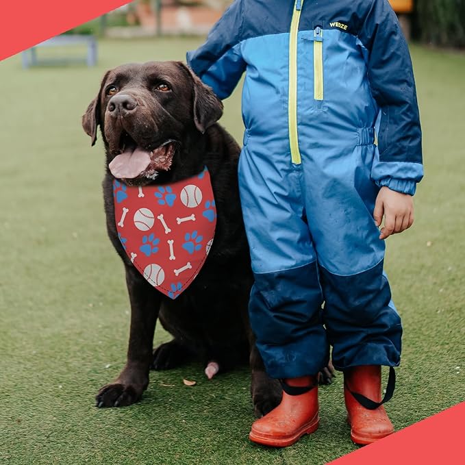 Baseball Dog Bandana Washable Pets Scarf Triangle Adjustable Handkerchief