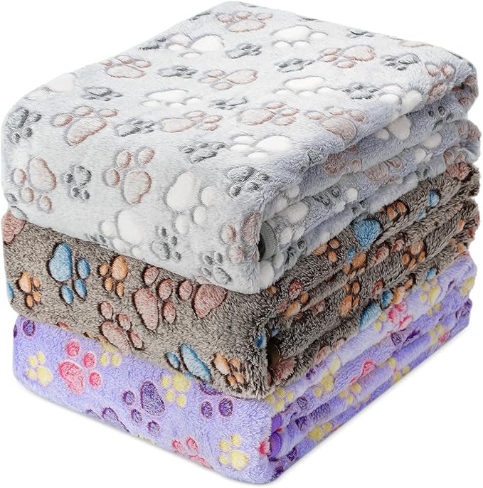 PJYuCien Blankets 1 Pack 3 - Fluffy Premium Fleece Flannel Throw Dog Blanket, Soft Warm Cute Print Cat Blanket, 30"x20" Pet Blankets for Small Medium Dog Cat Puppy