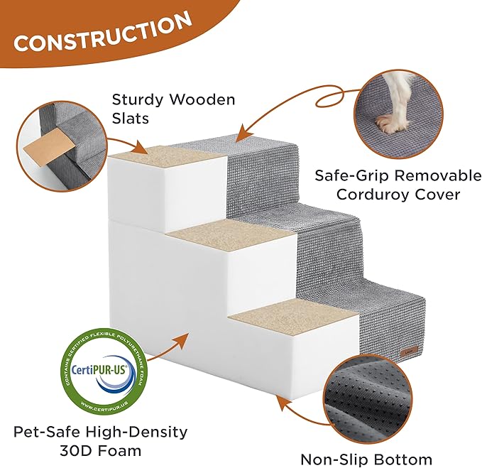 Lesure Dog Stairs for High Beds 3-Steps Dog