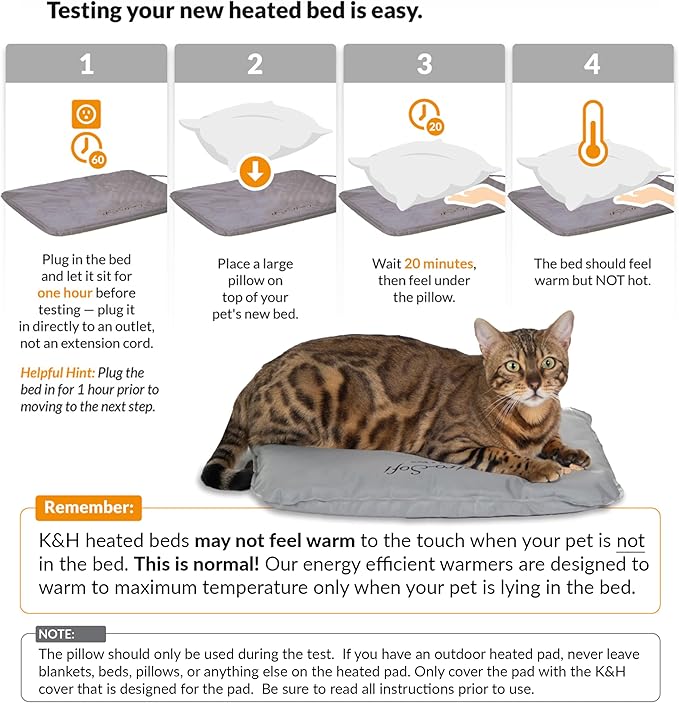 K&H Pet Products Lectro-Soft Outdoor Heated Pet Bed for Outdoor Cat House for Winter Insulated Waterproof 18"x14"