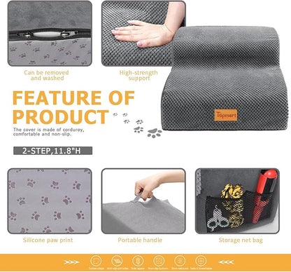 Topmart High Density Foam Pet Steps 2 Tiers 11.8" High,Non-Slip