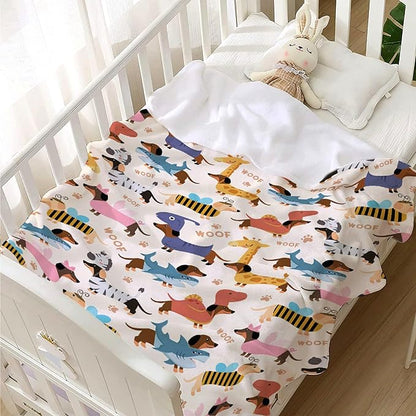 Dachshund Dogs Baby Blanket Food Blanket Gifts Super Soft Swaddle Toddler Blanket, Newborn, Infant Nursery Blanket for Stroller, Crib XS 30x40 in for Pet/Toddler