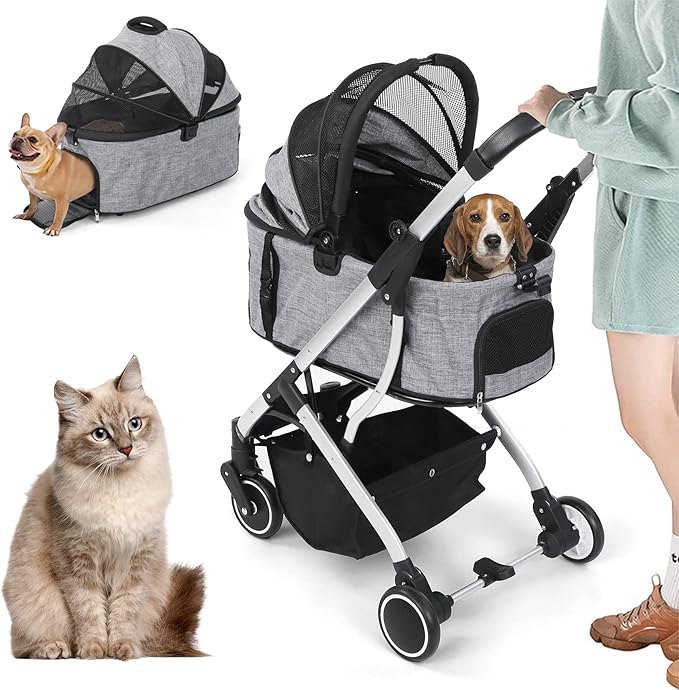 Premium 4-Wheel Pet Stroller for Cats and Small Dogs