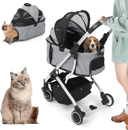 Premium 4-Wheel Pet Stroller for Cats and Small Dogs