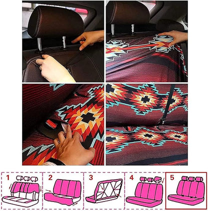 Doojoayie Aztec Horse Car Seat Cover for Rear