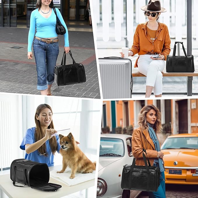 Fashion Leather Dog Carrier Cat Carrier Airline Approved Pet Carrier for Small Medium Dogs Cats Under 15Lbs