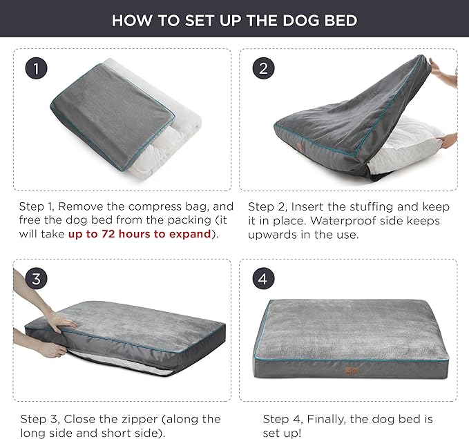 Bedsure Waterproof Dog Beds for Extra Large Dogs 4 inch 100lbs XL